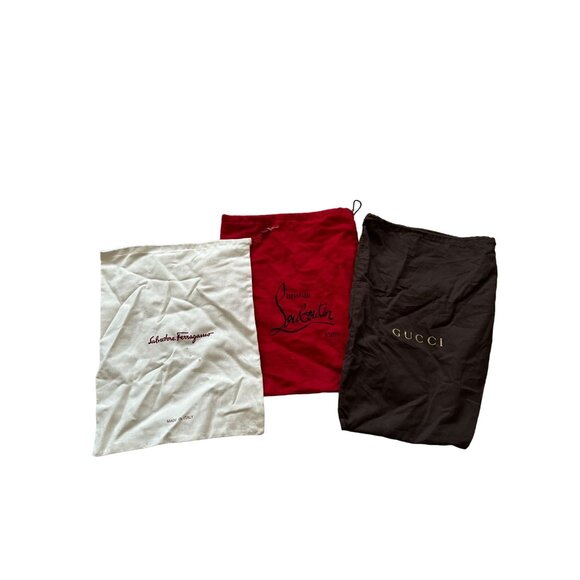 LOUBOUTIN GUCCI FERRAGAMO Lot of 3 Shoe Dustbags - Picture 3 of 6